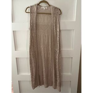 Chelsea & Theodore Crocheted Boho Festival Open Vest Cardigan Size L